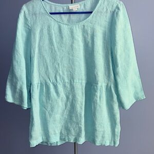 Aqua Linen Women's Blouse by Pure Jill
